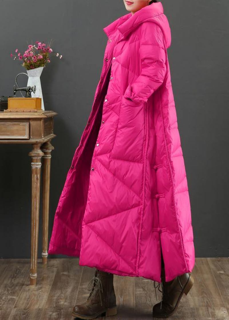 Luxuriöse Locker Sitzende Parkajacken Für Damen Warme Winterjacke Mit Knopf Und Kapuze In Rosa - rosa