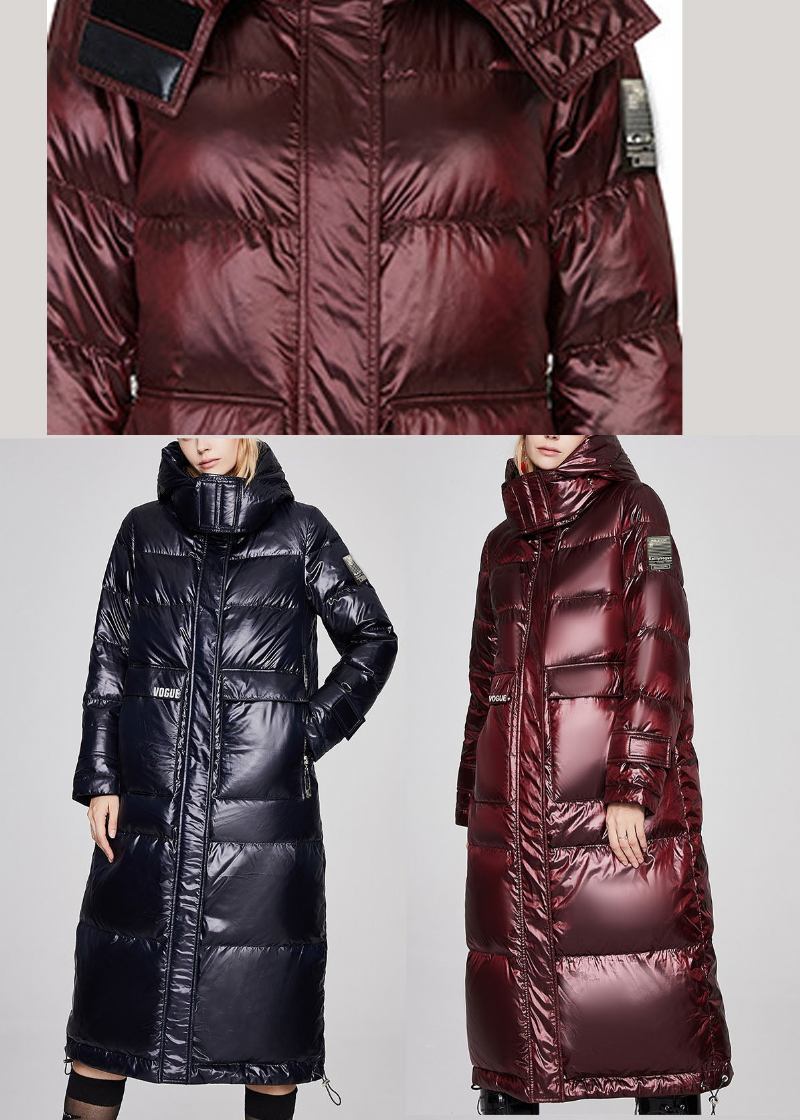 Luxuriöse Winter-daunenjacke Mit Taschen Aus Maulbeere Und Grafik - Schwarz