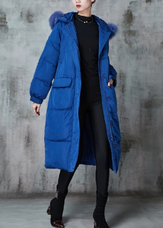 Mode Blau Übergroße Entendaunen Puffer Jacken Winter