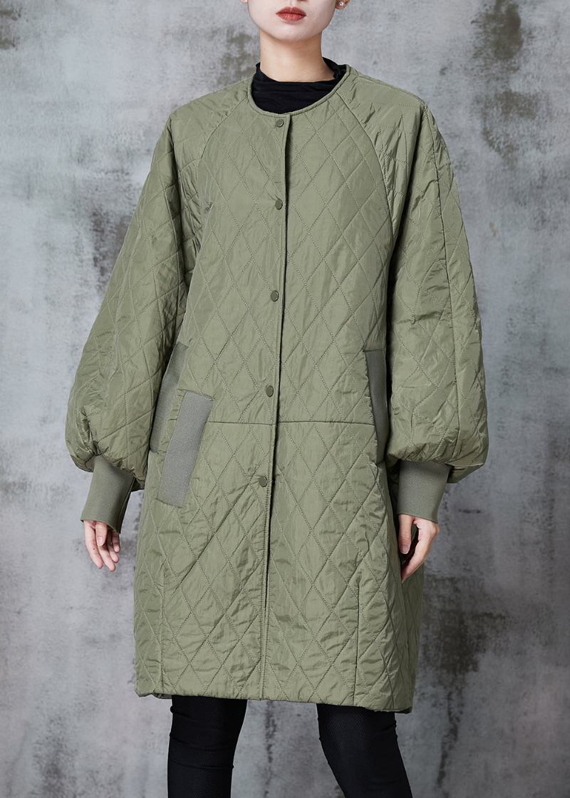 Moderne Armee Grün Übergroße Taschen Feine Baumwolle Gefüllt Parka Jacke Winter - Damen-Daunenjacken