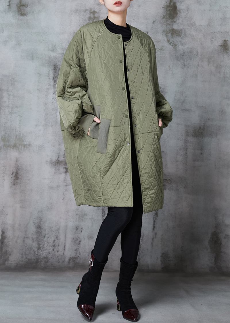 Moderne Armee Grün Übergroße Taschen Feine Baumwolle Gefüllt Parka Jacke Winter - Damen-Daunenjacken