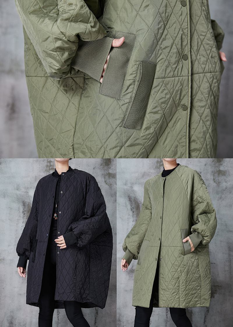 Moderne Armee Grün Übergroße Taschen Feine Baumwolle Gefüllt Parka Jacke Winter - Damen-Daunenjacken