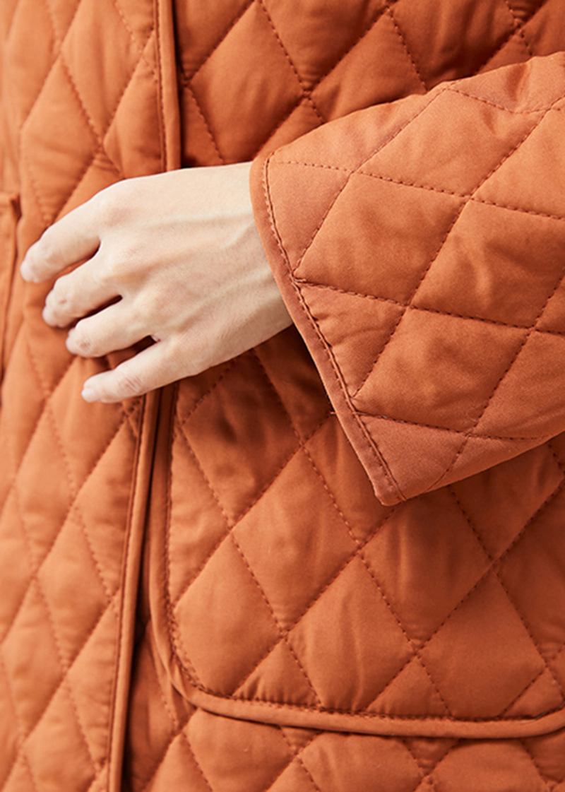 Moderne Orange Übergroße Taschen Feine Baumwolle Gefüllte Parkas Winter - Damen-Daunenjacken