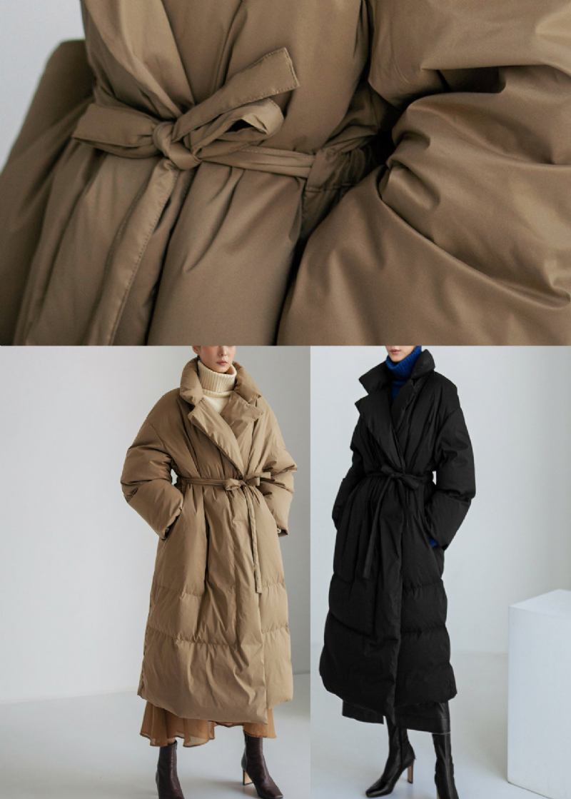 Modischer Khakifarbener Parka Mit Stehkragen Und Taschen Für Damen - Khaki