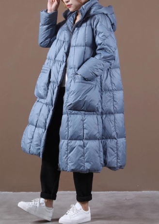 Neu Blau Unten Mantel Winter Casual Jacke Mit Kapuze Reißverschluss