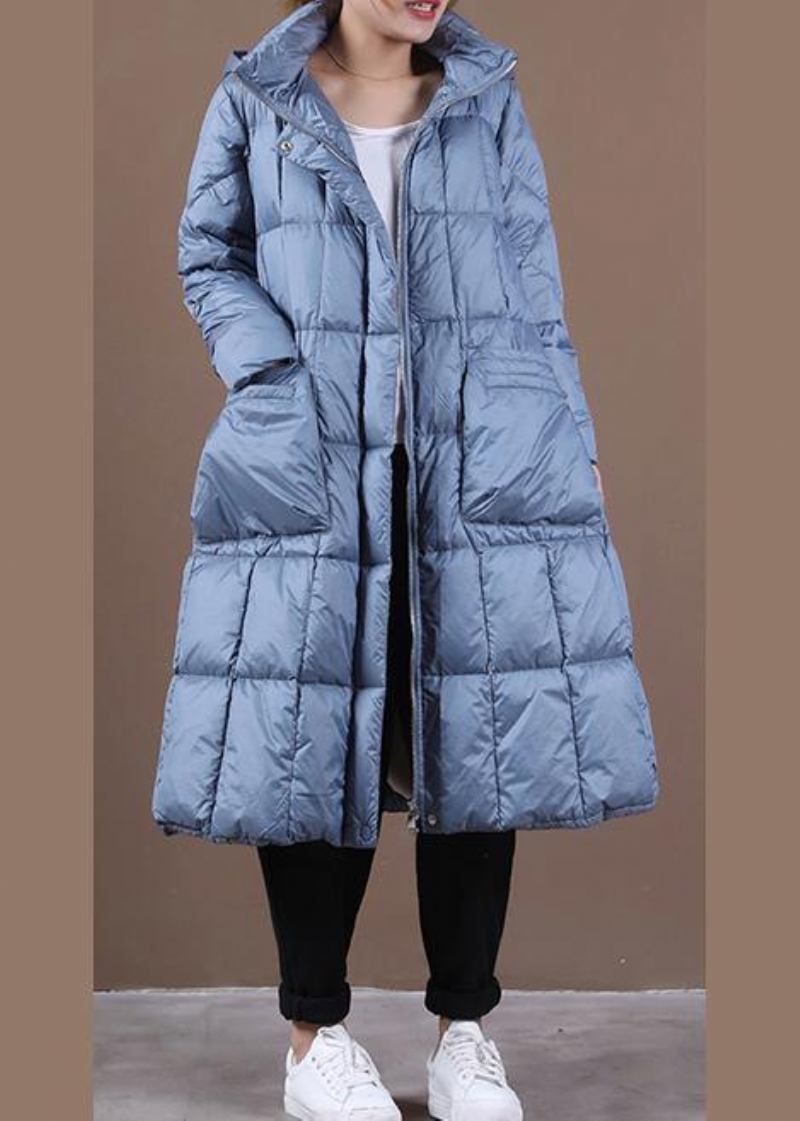 Neu Blau Unten Mantel Winter Casual Jacke Mit Kapuze Reißverschluss - Damen-Daunenjacken