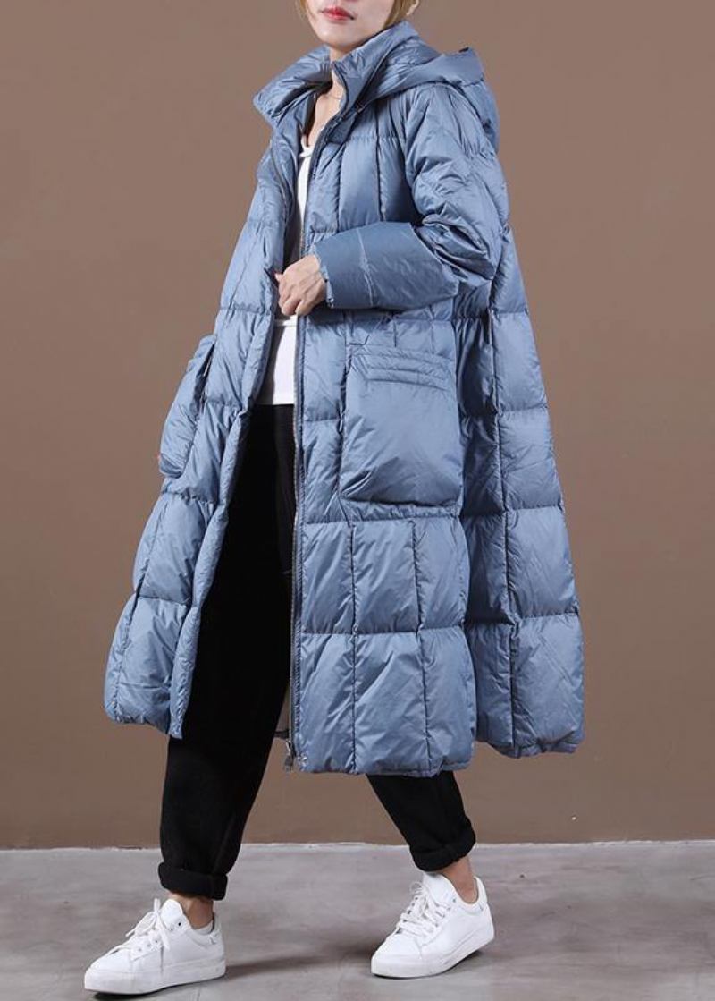 Neu Blau Unten Mantel Winter Casual Jacke Mit Kapuze Reißverschluss - Damen-Daunenjacken