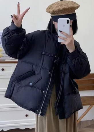 Neu Chinesischen Stil Schwarz Tasseled Ente Unten Puffer Jacken