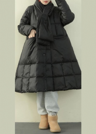 Neu Schwarze Daunenjacke Für Damen Übergröße Schnee Dicke Taschen Luxus Mantel