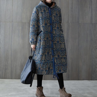 Neue Lässige Winterjacke Winteroberbekleidung Mantel Mit Blauem Aufdruck Kapuze Und Kordelzug