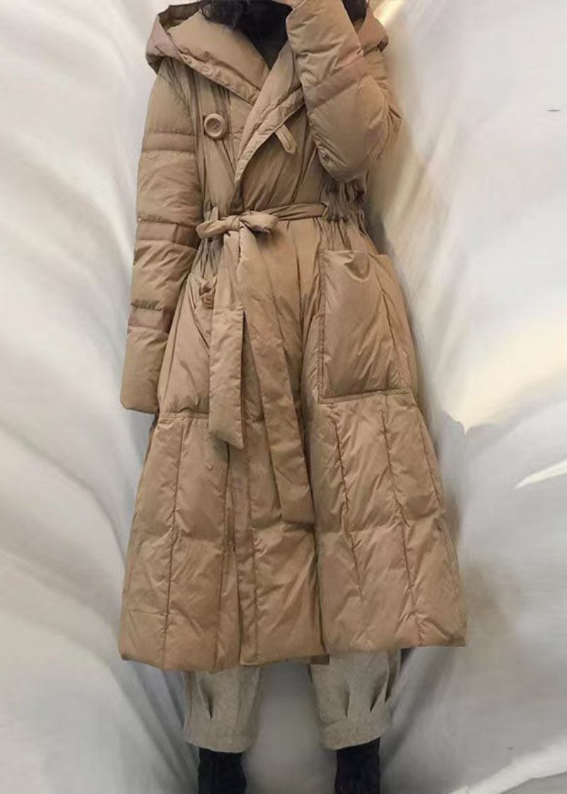 Neue Lockere Winterjacke Aus Entendaunen Mit Khaki-taschen Und Knopf