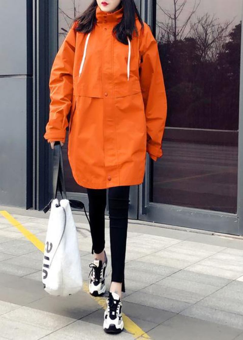 Neuer Orangefarbener Daunenmantel In Übergröße Parka Mit Kapuze Und Reißverschluss Für Damen Elegante Mäntel - weiß