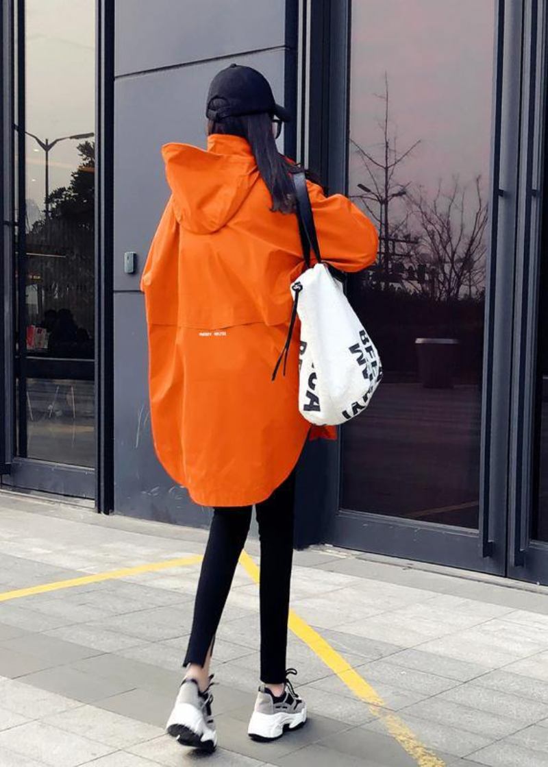 Neuer Orangefarbener Daunenmantel In Übergröße Parka Mit Kapuze Und Reißverschluss Für Damen Elegante Mäntel - weiß