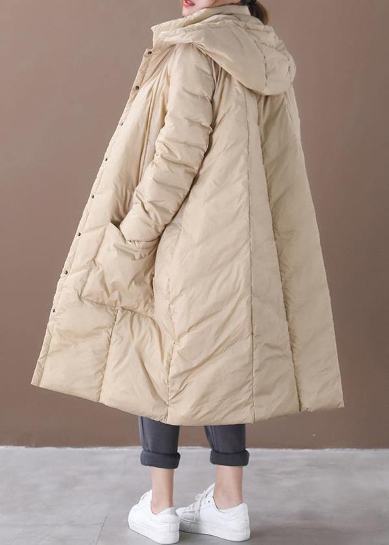 Neuer Warmer Wintermantel In Khaki Trendige Schneejacken In Übergröße Mit Kapuze Und Button-down-kragen Lässiger Mantel - Damen-Daunenjacken