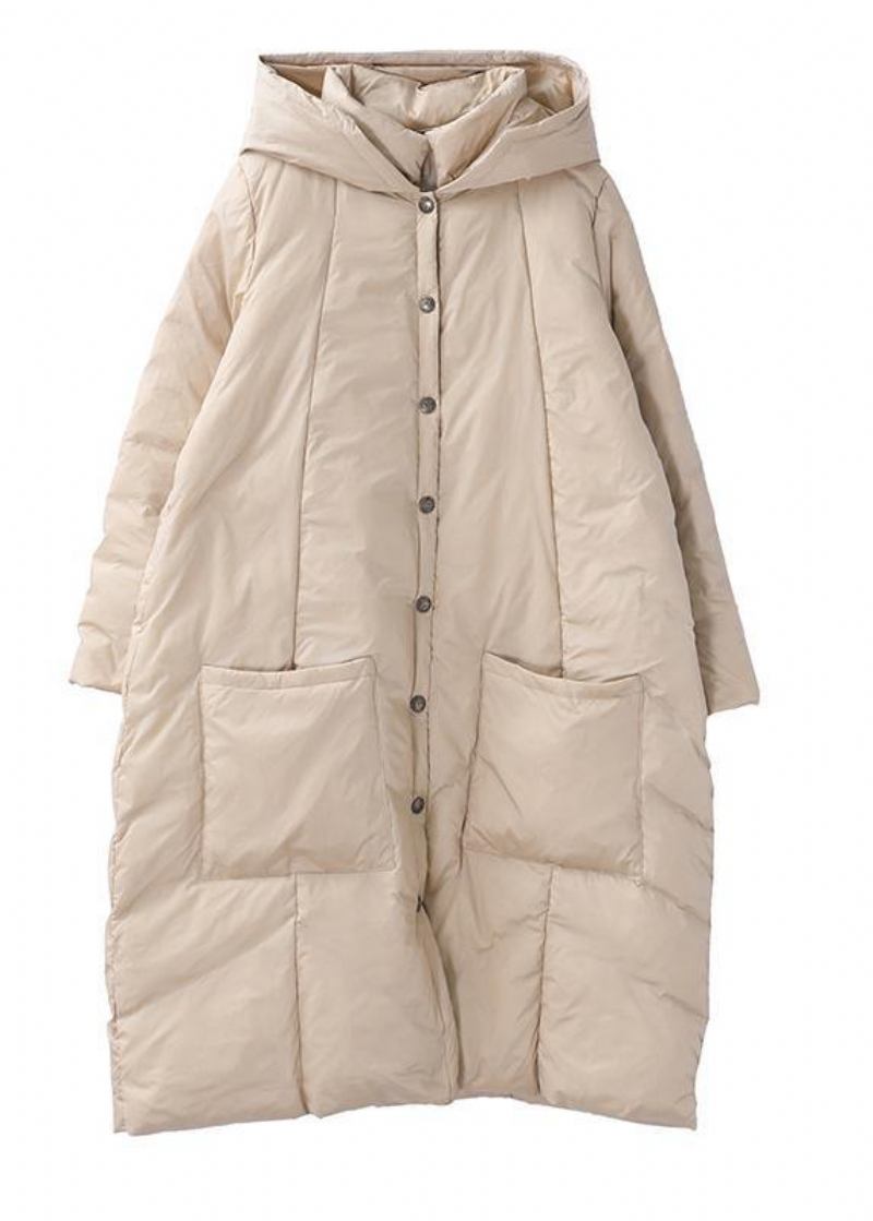 Neuer Warmer Wintermantel In Khaki Trendige Schneejacken In Übergröße Mit Kapuze Und Button-down-kragen Lässiger Mantel - Damen-Daunenjacken