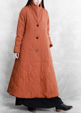 Neues Orangefarbenes Freizeitoutfit Übergrößenmäntel Stehkragen Dicke Wintermäntel