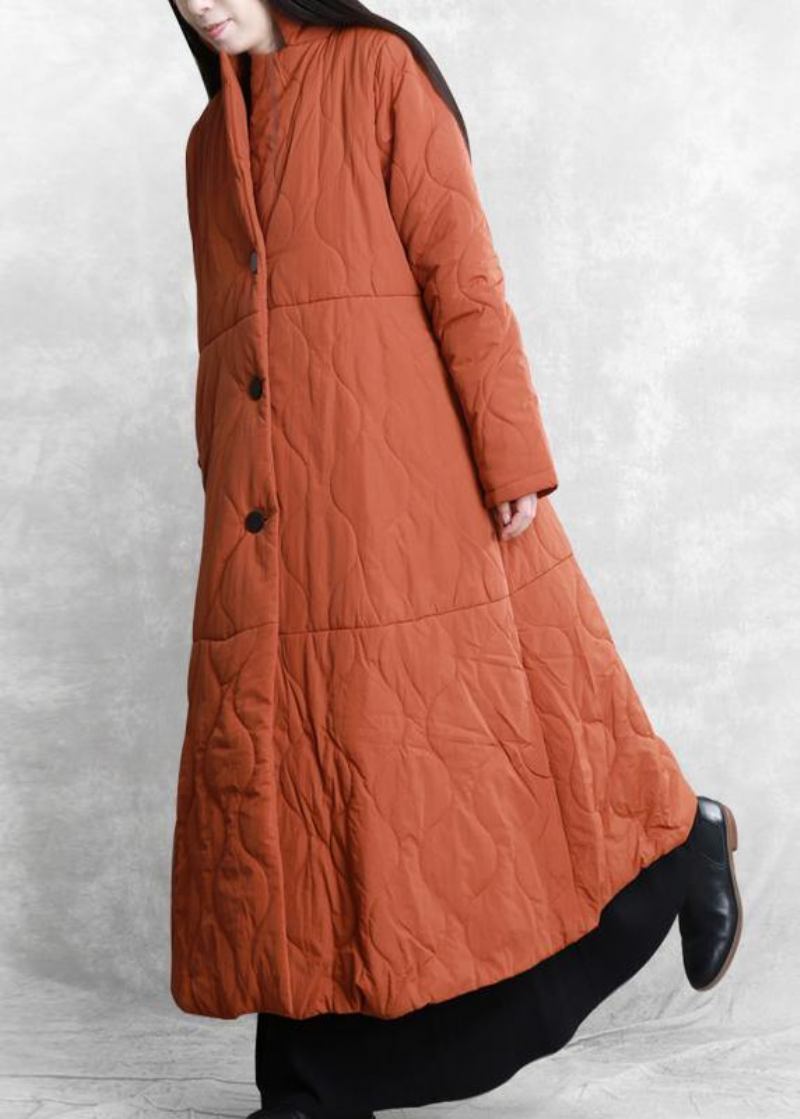 Neues Orangefarbenes Freizeitoutfit Übergrößenmäntel Stehkragen Dicke Wintermäntel - schwarz