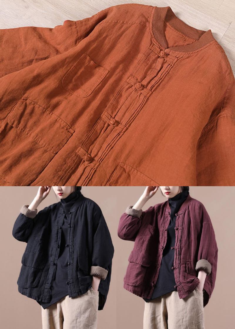 Orangefarbene Warme Leinenjacken Orientalische Winterparka-mäntel - Orange