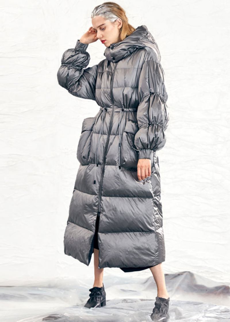 Original Design Karamell Kapuzen Kordelzug Entendaunen Puffer Mantel Winter - Damen-Daunenjacken