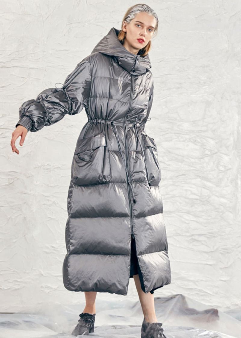 Original Design Karamell Kapuzen Kordelzug Entendaunen Puffer Mantel Winter - Damen-Daunenjacken