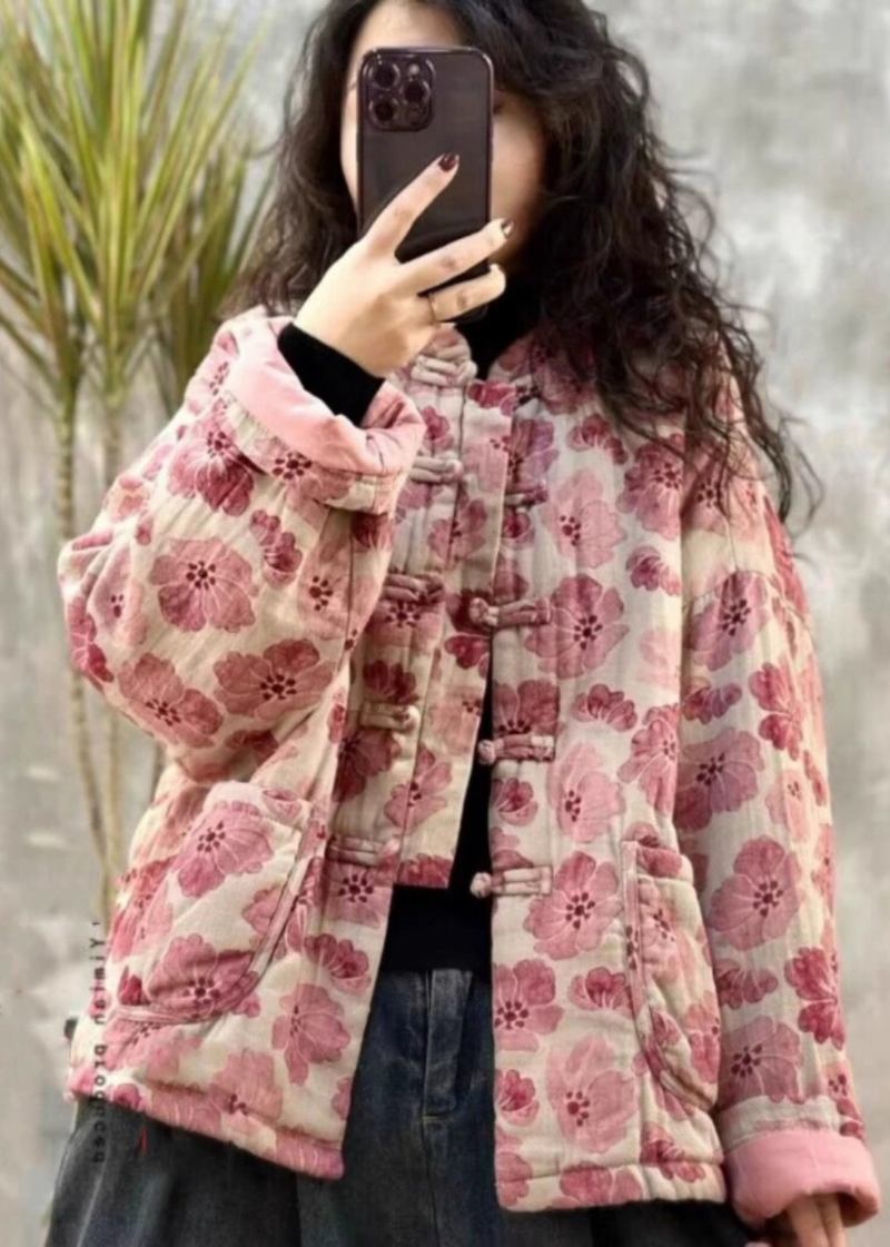 Parka Mit Übergroßem Druck In Vintage-pink Winterjacke Mit Feiner Baumwollfüllung