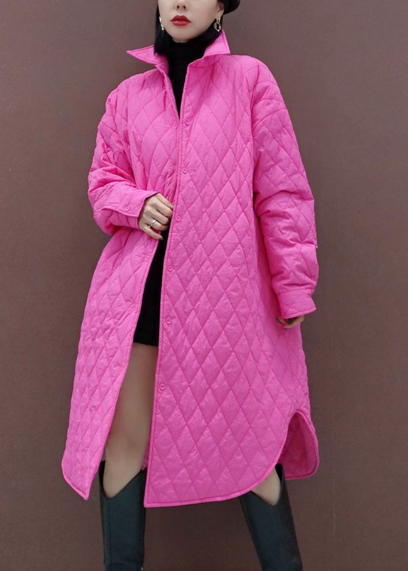 Pinker Parka Mit Peter-pan-kragen Und Taschen Im Taillenbund - Rosa