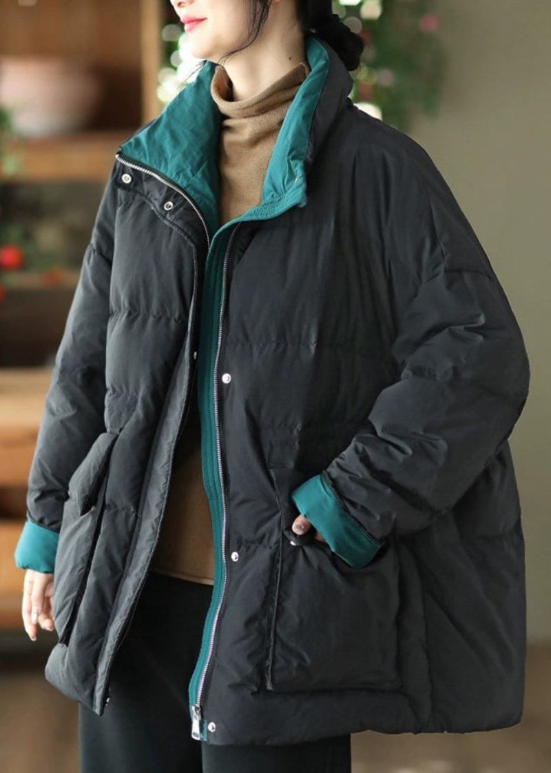 Plus Size Gelbe Reißverschlusstaschen Feine Baumwollgefüllte Jacke Winter - Damen-Daunenjacken