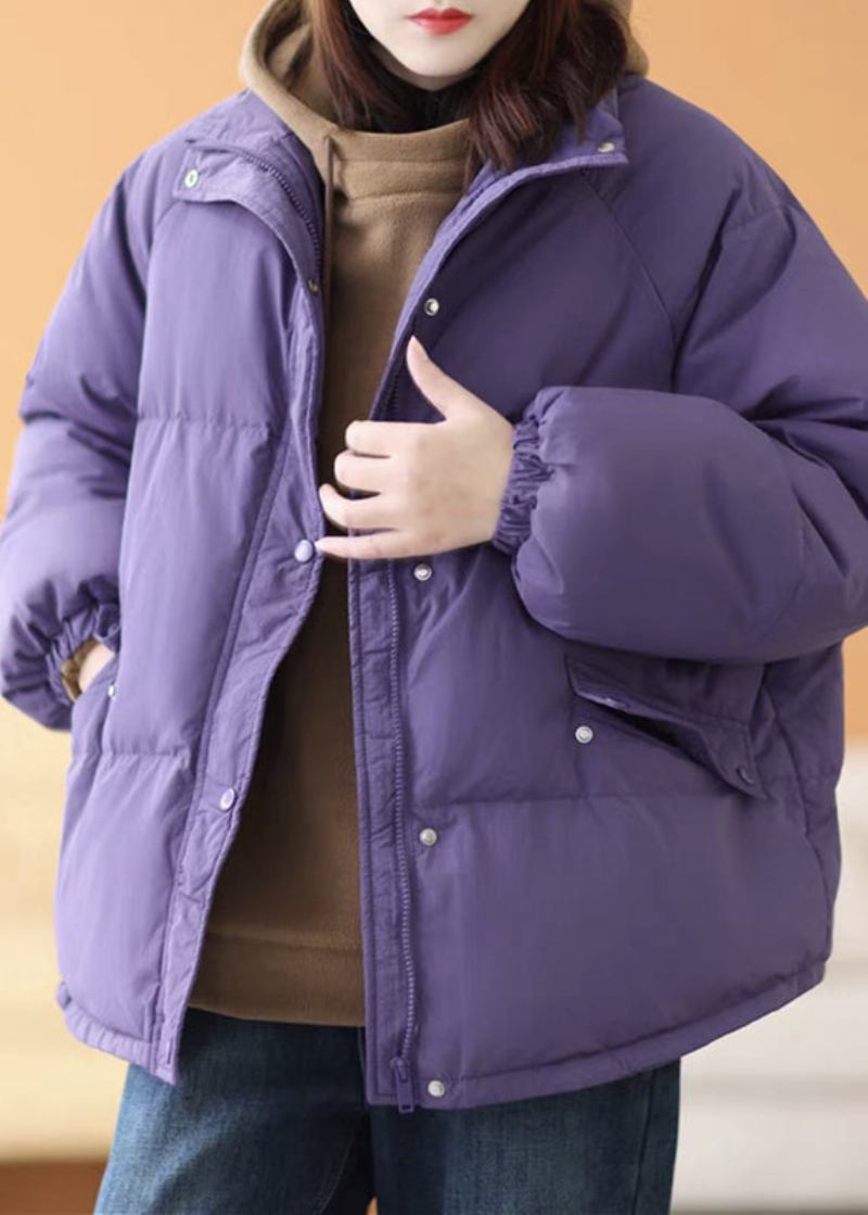 Plus Size Kaffee Kapuzen Reißverschlusstaschen Baumwollgefüllter Parka Winter - Damen-Daunenjacken