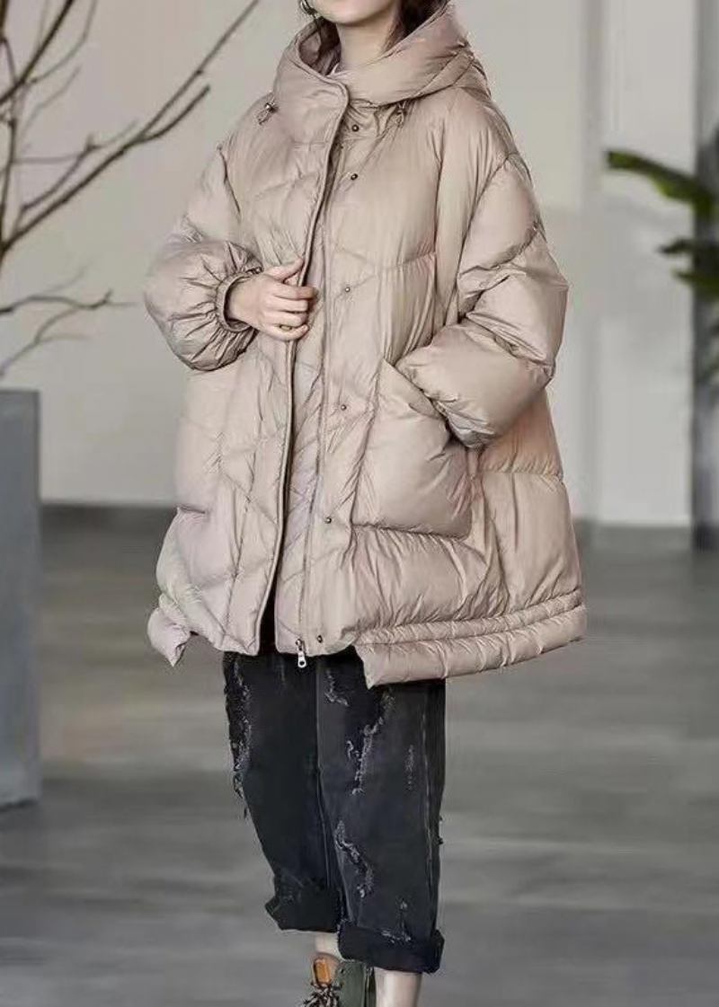 Plus Size Khaki Übergroße Taschen Entendaunen Pufferjacke Winter - Damen-Daunenjacken