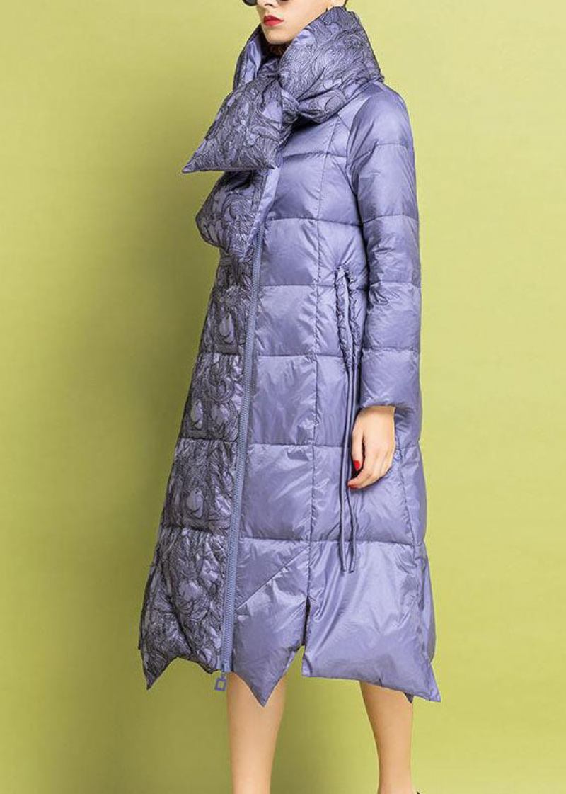 Schicke Violette Asymmetrische Parkas Mit Feiner Baumwollfüllung Für Den Winter - Damen-Daunenjacken