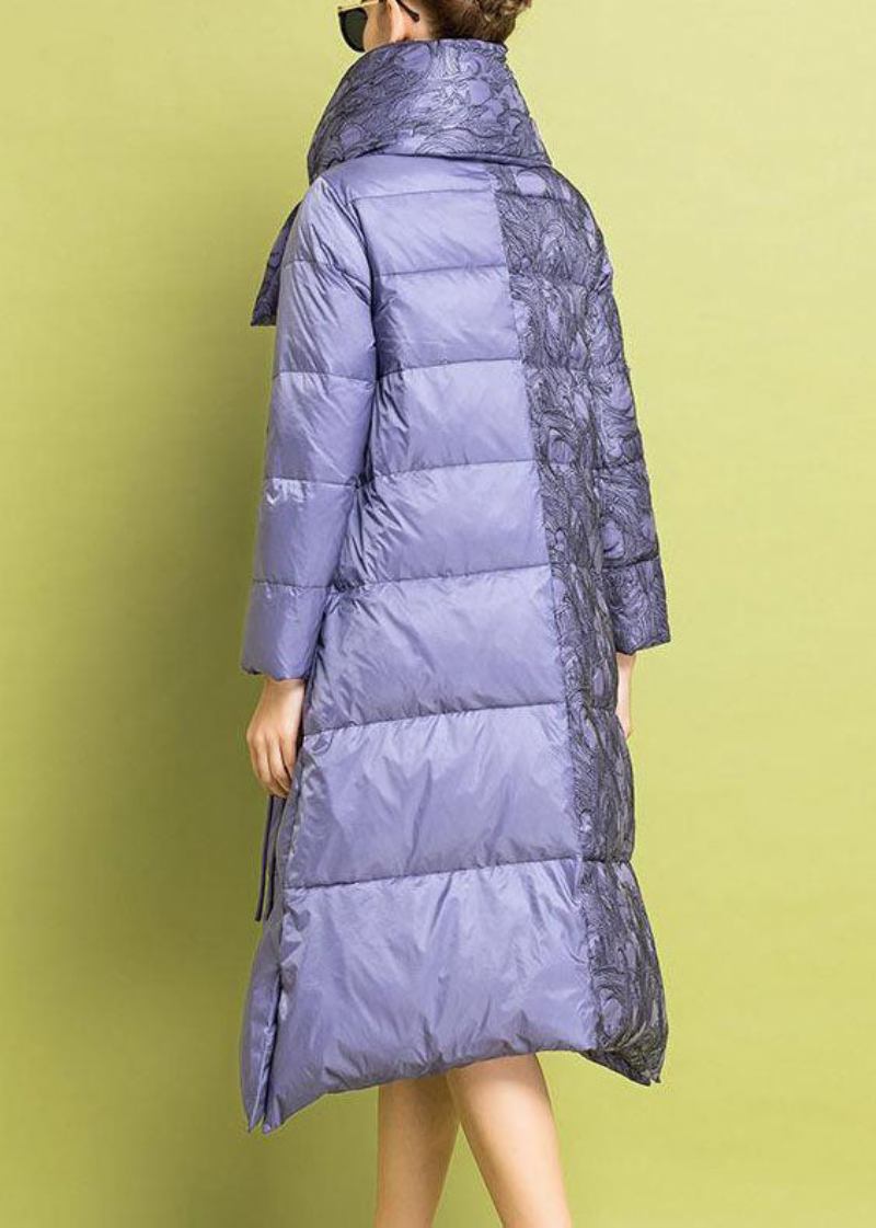 Schicke Violette Asymmetrische Parkas Mit Feiner Baumwollfüllung Für Den Winter - Damen-Daunenjacken