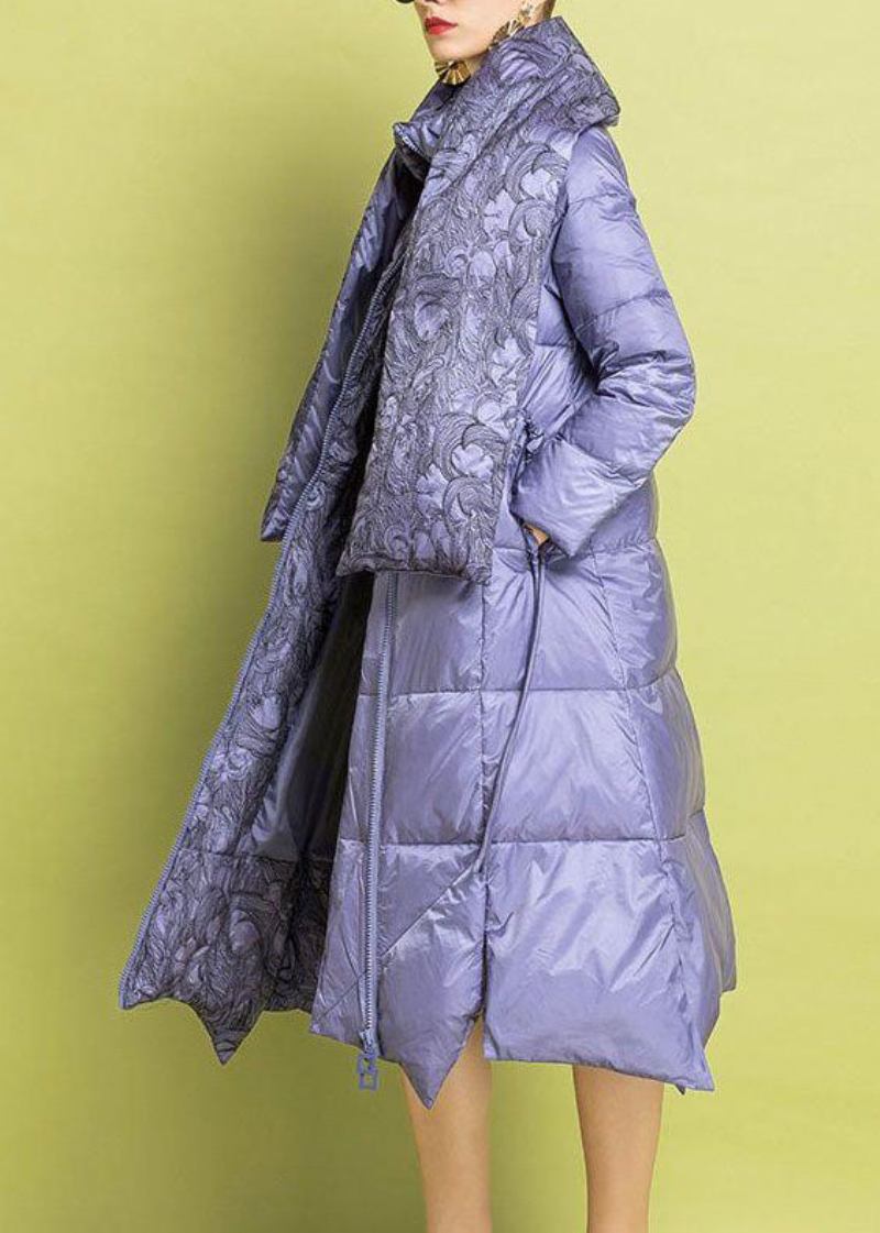 Schicke Violette Asymmetrische Parkas Mit Feiner Baumwollfüllung Für Den Winter - Damen-Daunenjacken