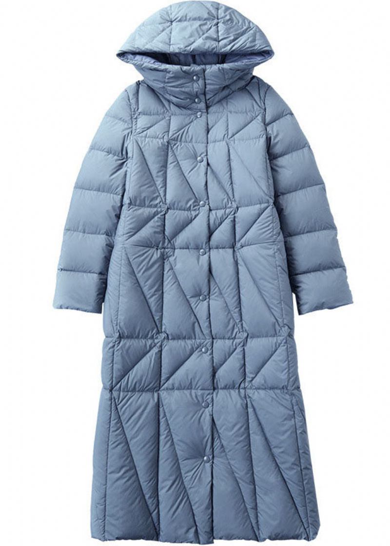 Schlichte Schmal Geschnittene Wintermäntel Mit Daunenjacke Und Blauen Knopftaschen - Damen-Daunenjacken