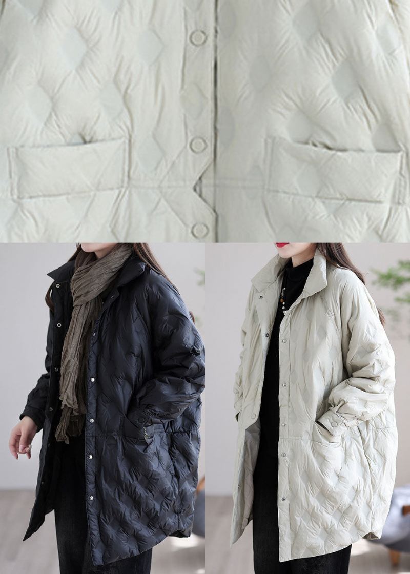 Schöne Beigefarbene Warme Lässige Daunenjacke Für Den Winter Mit Knöpfen - Beige