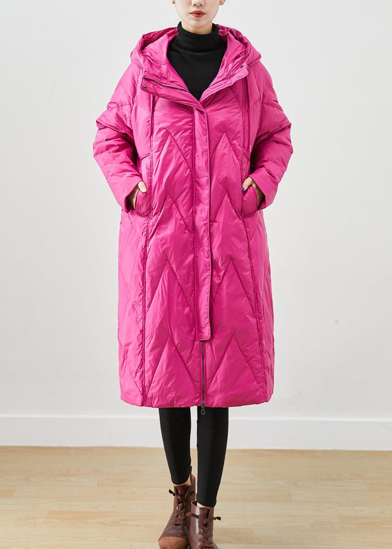 Schöne Mit Feiner Baumwolle Gefüllte Pufferjacke Mit Kapuze Und Taschen In Rosa