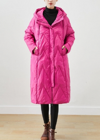 Schöne Mit Feiner Baumwolle Gefüllte Pufferjacke Mit Kapuze Und Taschen In Rosa