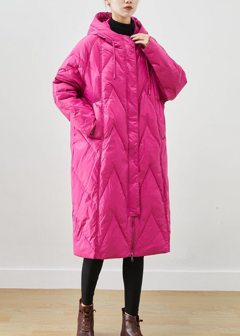 Schöne Mit Feiner Baumwolle Gefüllte Pufferjacke Mit Kapuze Und Taschen In Rosa - Damen-Daunenjacken