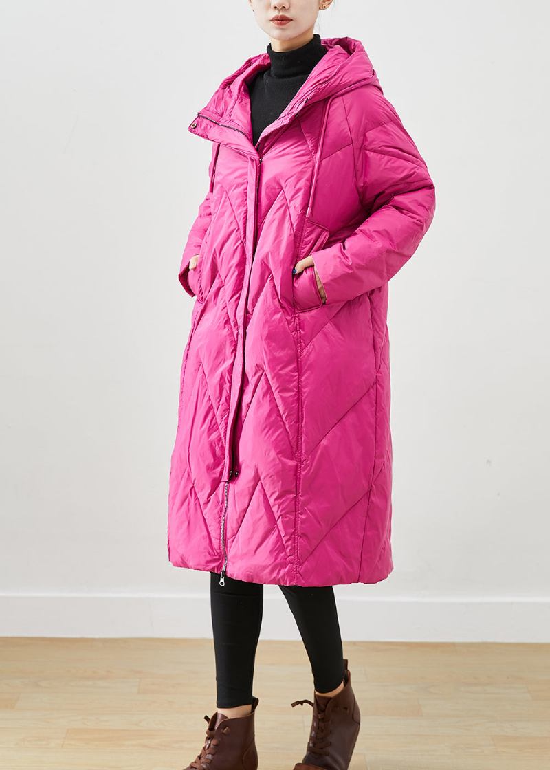 Schöne Mit Feiner Baumwolle Gefüllte Pufferjacke Mit Kapuze Und Taschen In Rosa - Damen-Daunenjacken