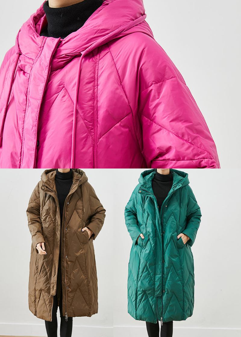 Schöne Mit Feiner Baumwolle Gefüllte Pufferjacke Mit Kapuze Und Taschen In Rosa - Damen-Daunenjacken