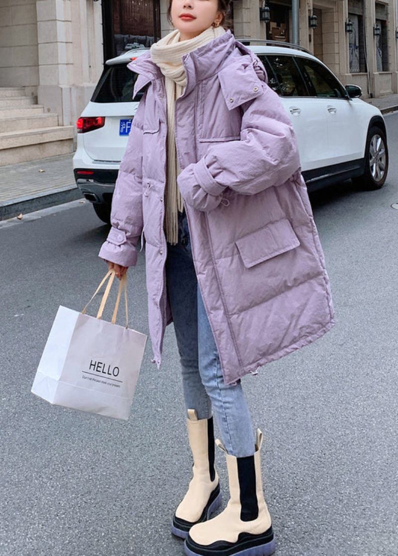 Schöne Rote Taschen Mit Kapuze Kordelzug Ente Unten Mantel Winter - Damen-Daunenjacken