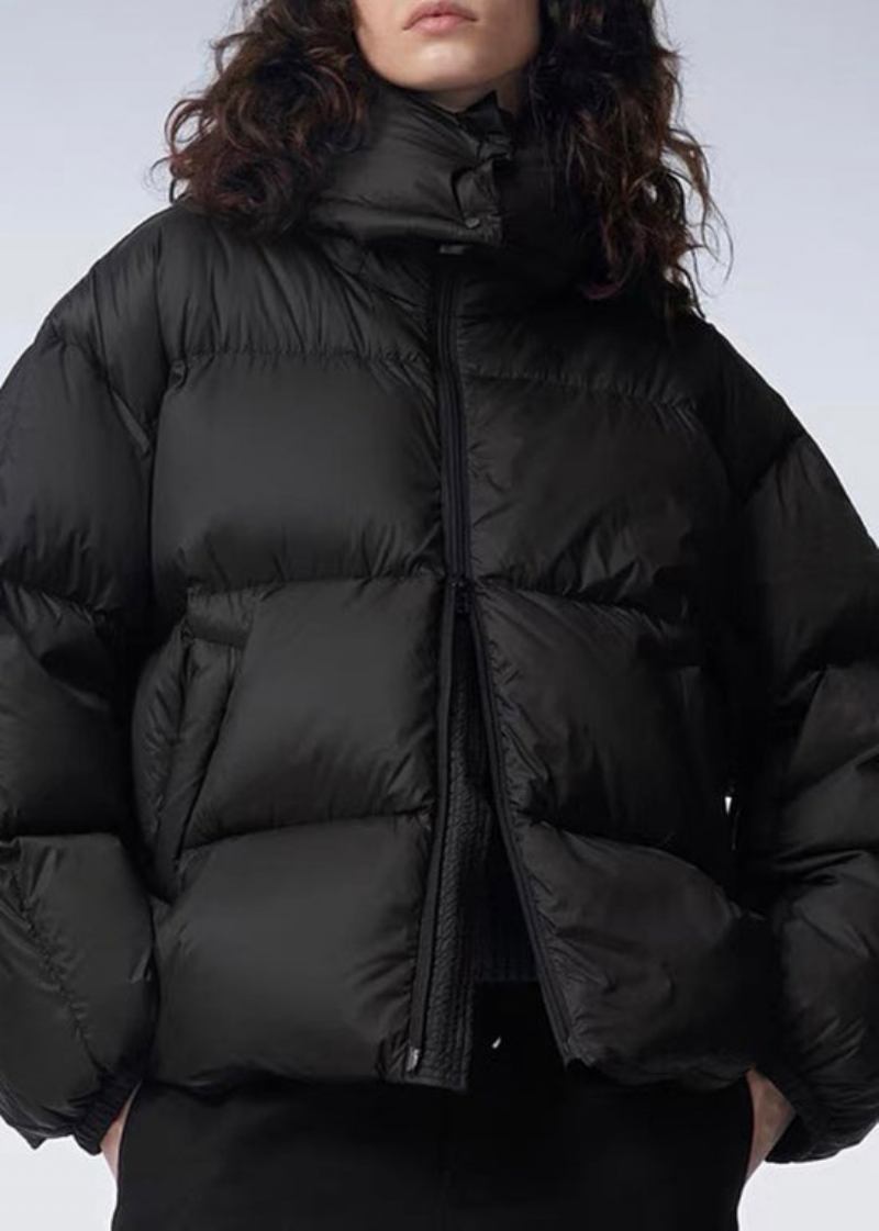 Stilvolle Braune Entendaunen-pufferjacke Mit Kapuze Und Reißverschluss Für Den Winter - Damen-Daunenjacken