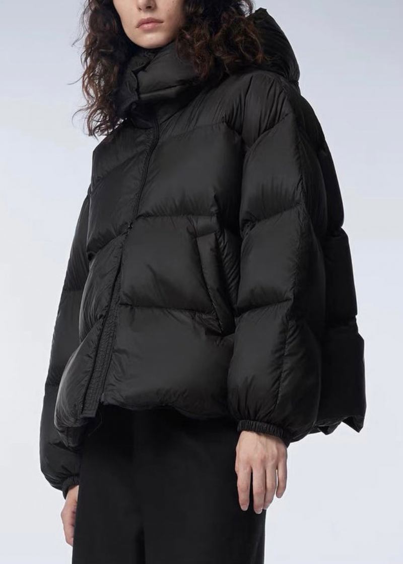 Stilvolle Braune Entendaunen-pufferjacke Mit Kapuze Und Reißverschluss Für Den Winter - Damen-Daunenjacken