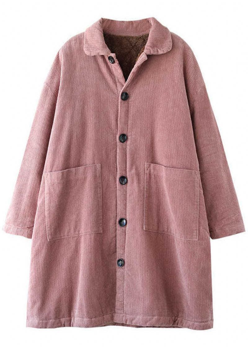 Stilvoller Rosa Parka Mit Feiner Baumwollfüllung Und Knopftaschen - Rosa