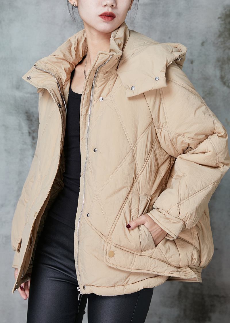 Style Khaki Übergroße Taschen Feine Baumwollfüllung Parka Winter - Damen-Daunenjacken