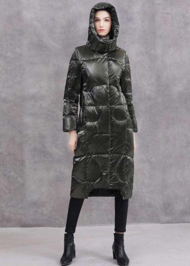 Warme Locker Sitzende Winterjacke Mit Kapuze Winteroberbekleidung Schwarzer Wintermantel Aus Entendaunen - Damen-Daunenjacken