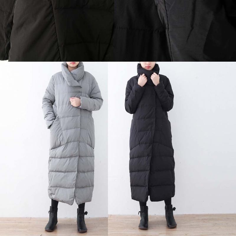 Warme Schwarze Pufferjacken Locker Sitzende Daunenjacke Neuer Mantel Mit Hohem Kragen - Damen-Daunenjacken