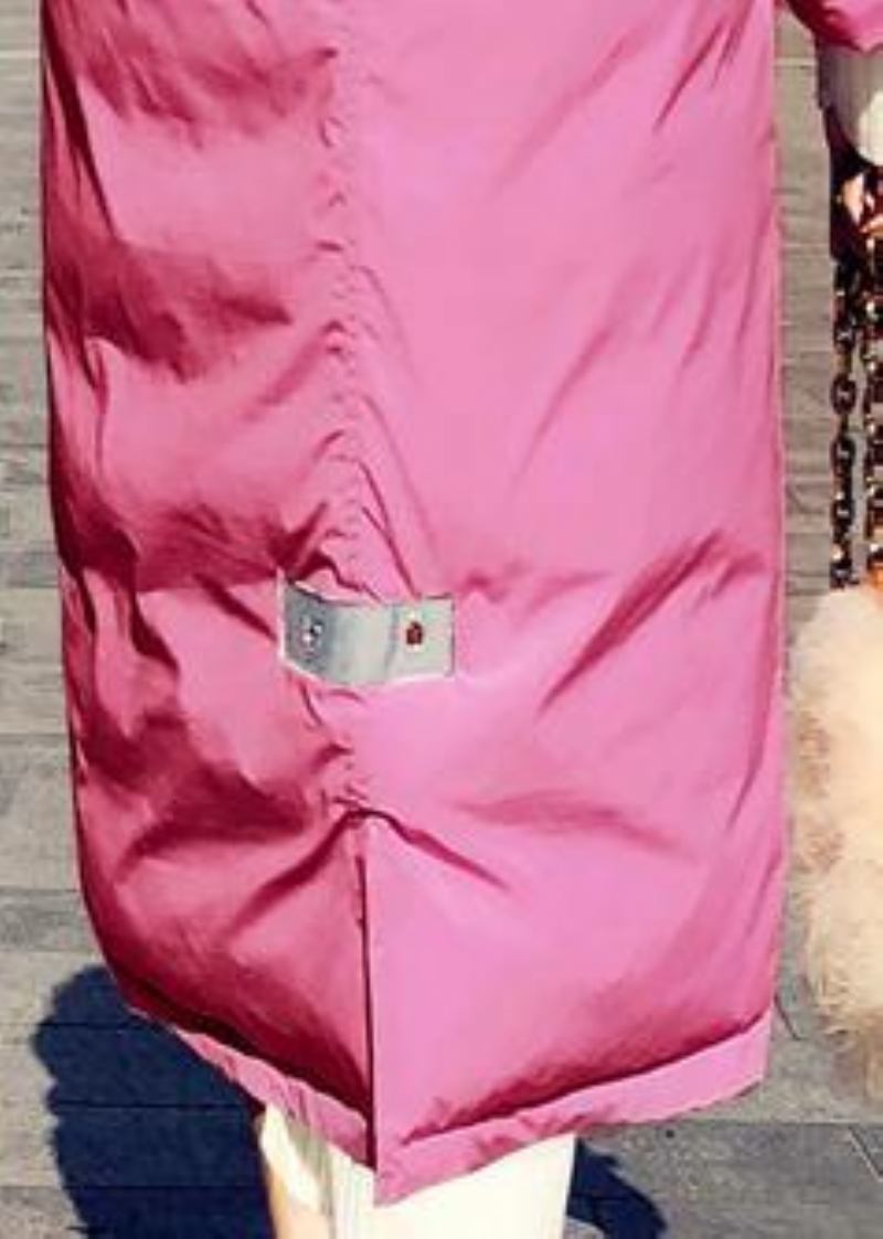 Warmer Locker Sitzender Parka Für Damen Rosa Daunenmantel Mit Kapuze Und Reißverschluss Für Den Winter - Damen-Daunenjacken