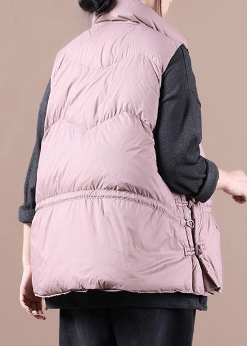 Warmer Rosa Daunenmantel Für Den Winter Locker Sitzende Damenparka Stehkragen Reißverschlussjacke - Damen-Daunenjacken