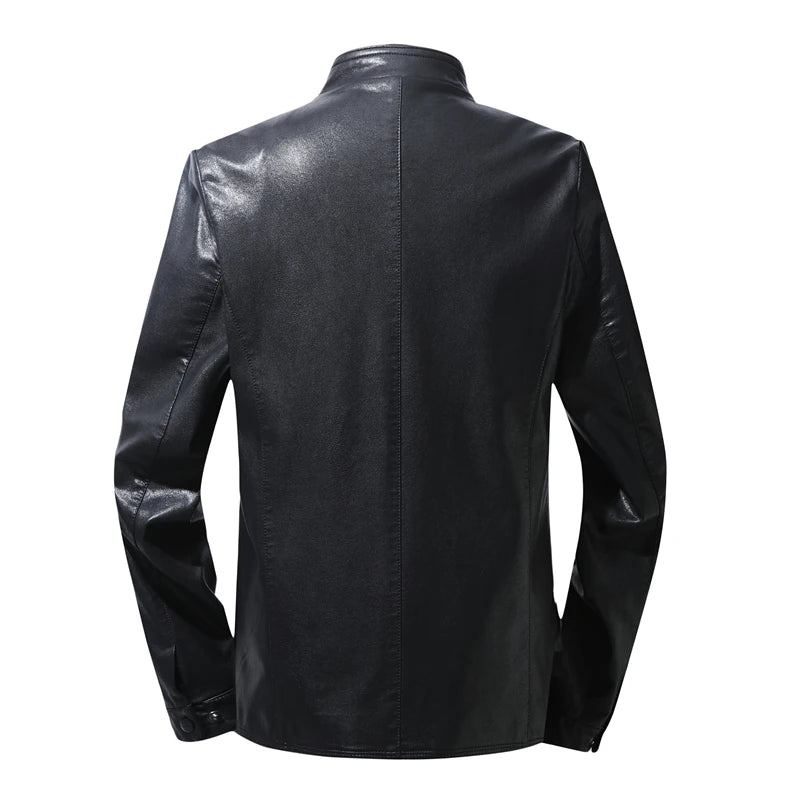 Herren Herbst Winter Motorradjacke Für Stehkragenjacke Lässige Moto-bikerjacke Reißverschluss-oberbekleidung - Schwarz