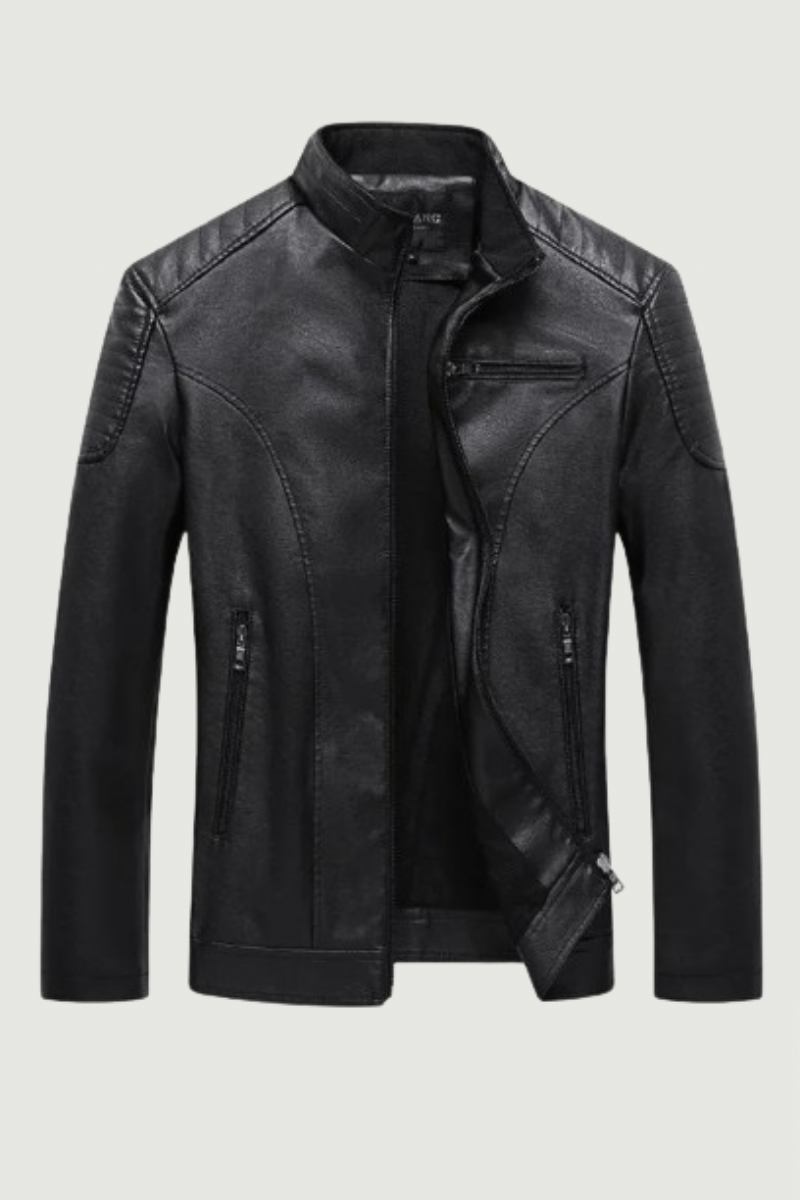 Herren Lederjacken Mit Stehkragen Fleece-lederjacke Für Motorrad-oberbekleidung Mantel Lässig Kunstpelzmantel Leder